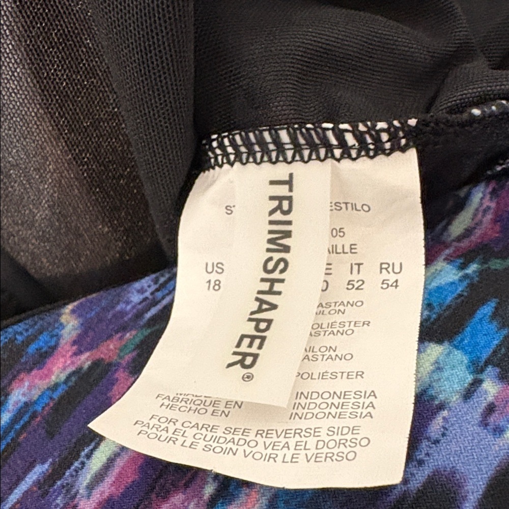 Plus Size Trimshaper Tracey Black Multi Swimdress Size 18 - Picture 12 of 14
